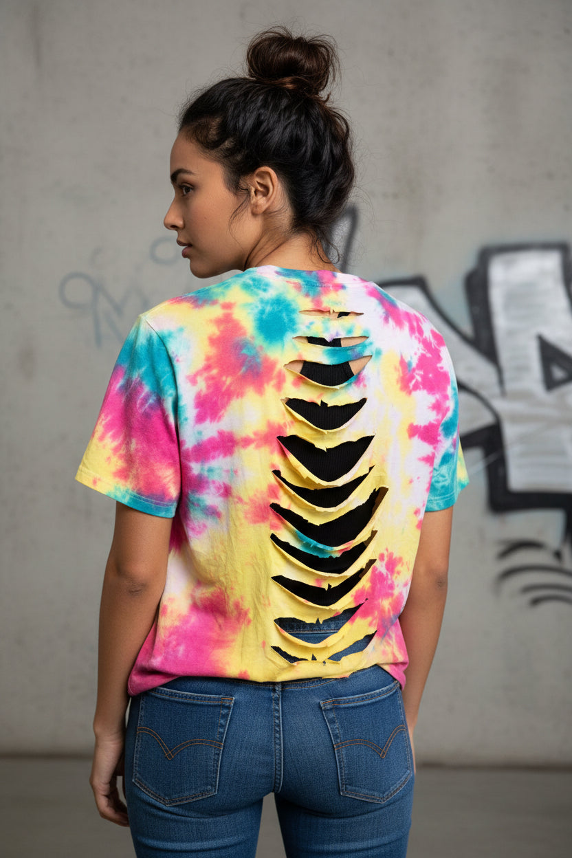Saint-Tropez Tie-Dye Distressed Back Graphic Tee