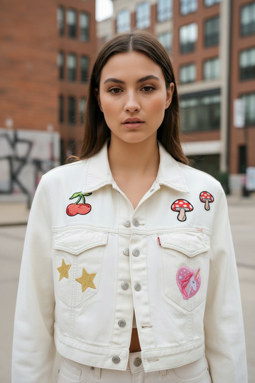 Patch & Rhinestone Denim Jacket